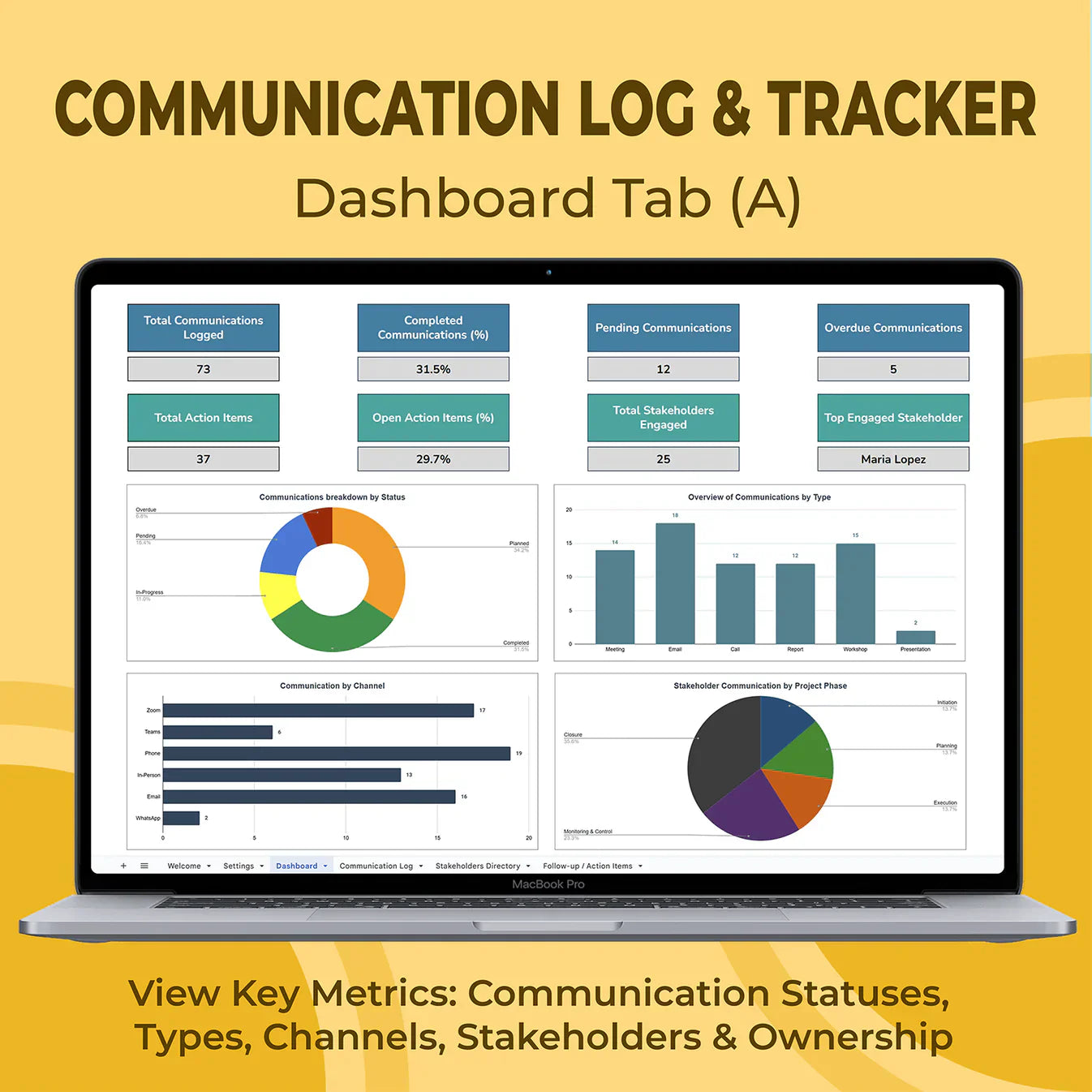 Communication Log & Stakeholder Tracker — Excel & Sheets