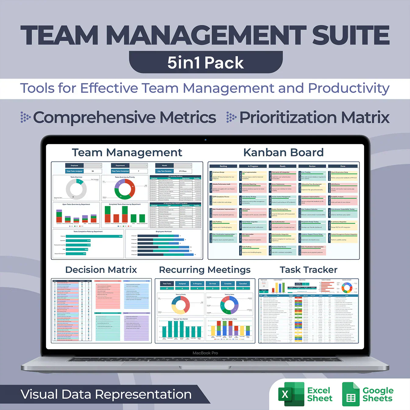 Team Management Bundle 5-in-1 — Excel & Google Sheets Pack