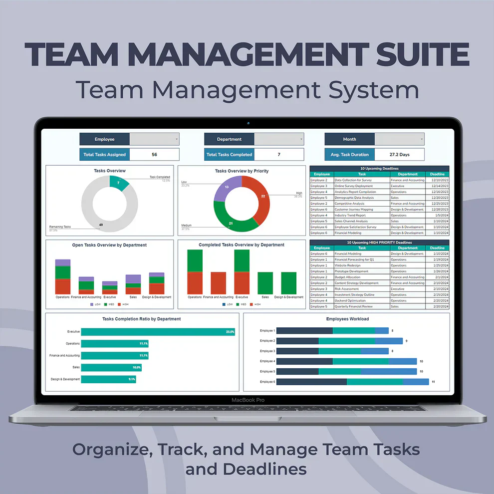 Team Management Bundle 5-in-1 — Excel & Google Sheets Pack