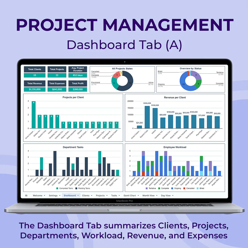 Project Management Spreadsheet — Excel & Google Sheets Tool