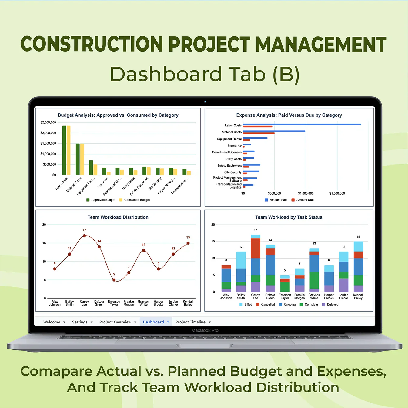 Construction Project Management Template — Excel & Sheets